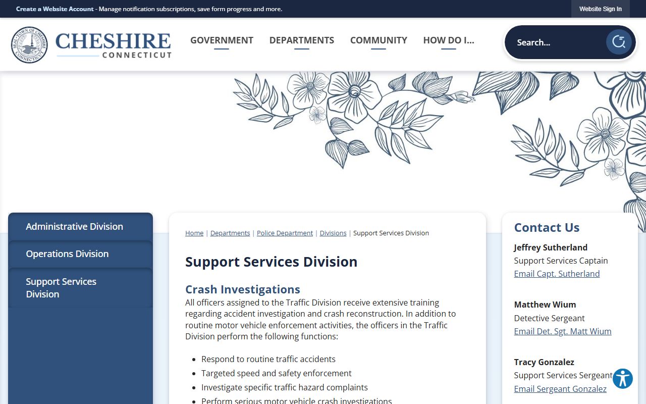 Cheshire white pages Town Clerk office page