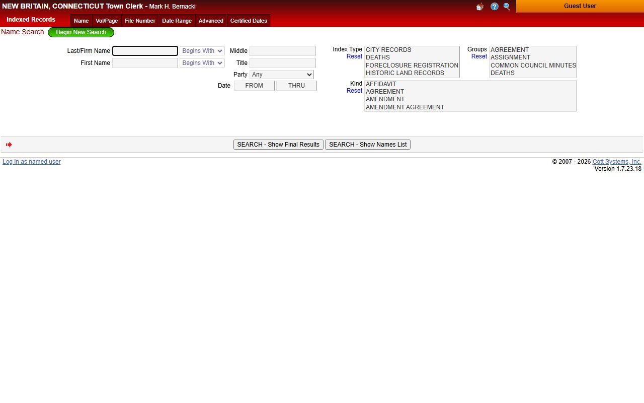 New Britain white pages land records search portal