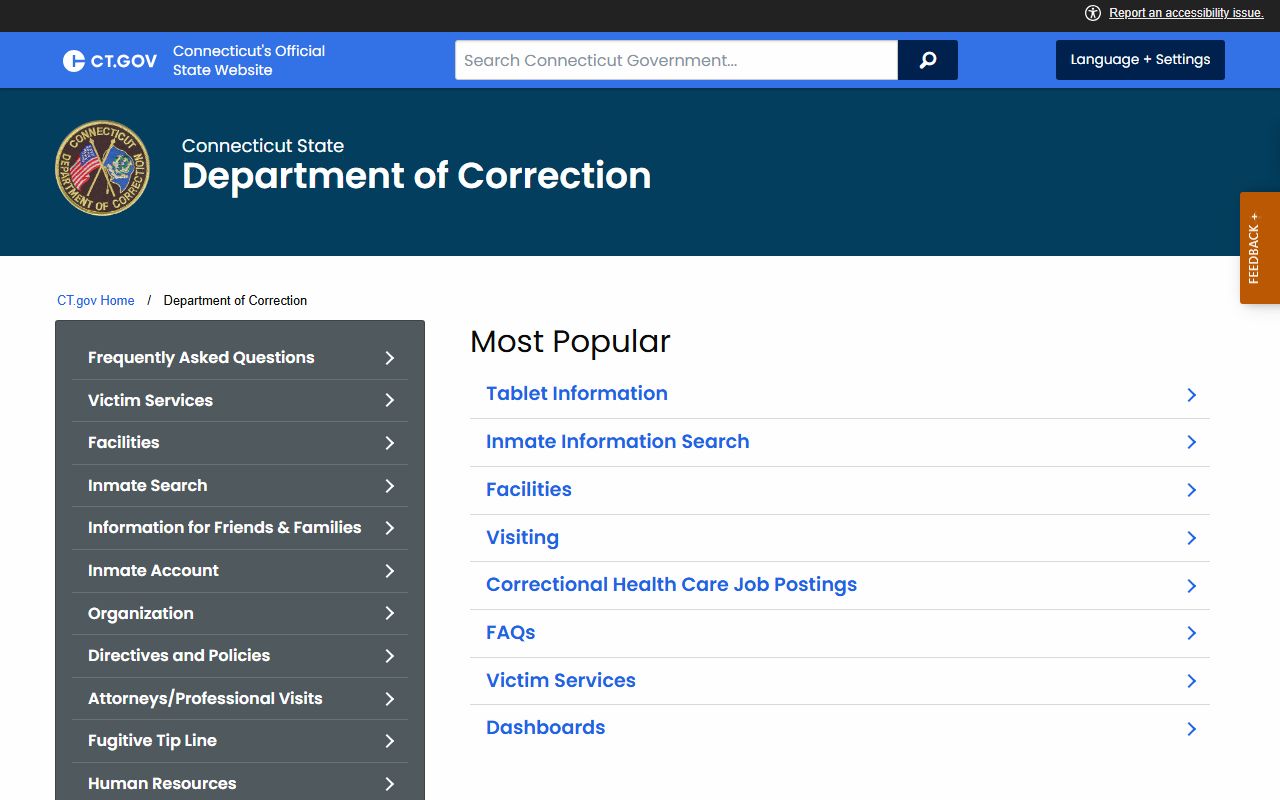 Connecticut Department of Correction white pages
