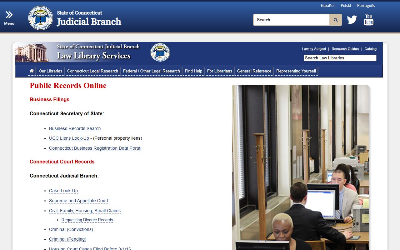Connecticut Judicial Branch public records white pages